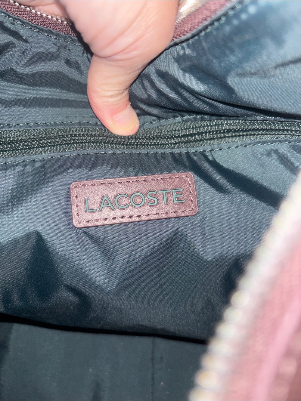 Lacoste Shoulder Bag in Deep Burgundy Saffiano Leather - Picture 2 of 4